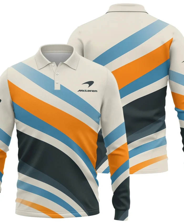 Waves Pattern McLaren F1 Exclusive Long Polo Shirt BLMCL1625A2LPL