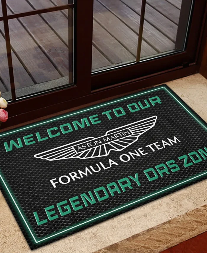 Welcome To Legendary DRS Zone Aston Martin F1 Rubber Base Doormat - All Over Print BLF1139A6AM