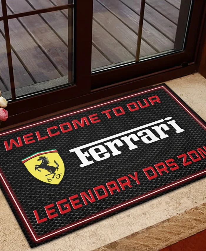 Welcome To Legendary DRS Zone Ferrari F1 Rubber Base Doormat - All Over Print BLF1139A6FRR