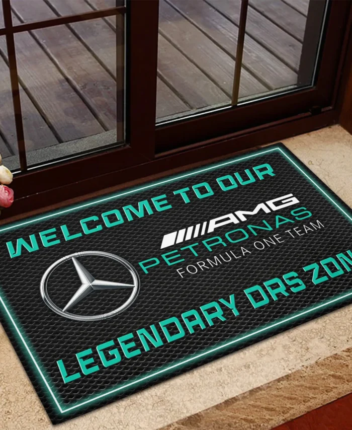 Welcome To Legendary DRS Zone Mercedes F1 Rubber Base Doormat - All Over Print BLF1139A6MER