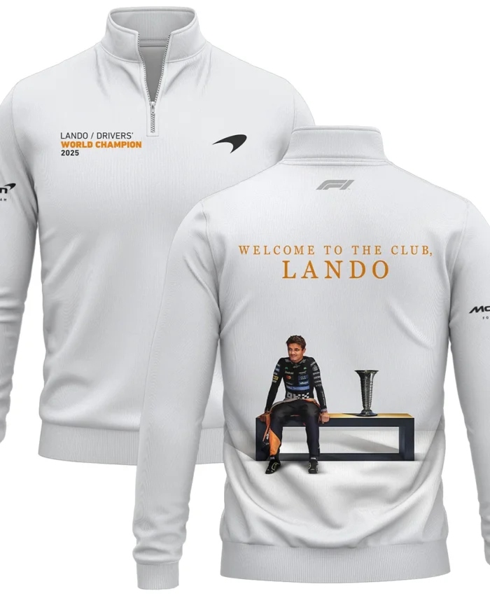 Welcome To The Club Lando Norris McLaren F1 Team Quarter-Zip Sweatshirt BLNRWDCA14QZS