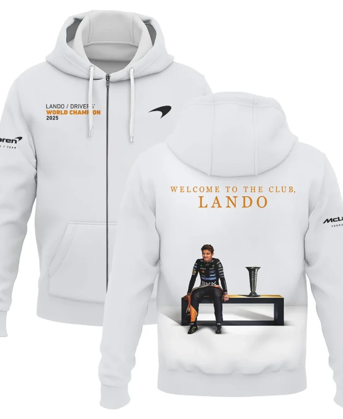 Welcome To The Club Lando Norris McLaren F1 Team Zipper Hoodie BLNRWDCA14ZHD