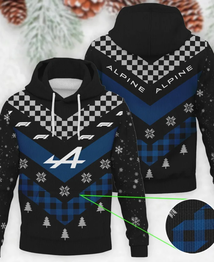 Winter Xmas Pattern Alpine Formula 1 - Knitted Hoodie BLVAF12209250A32ALP