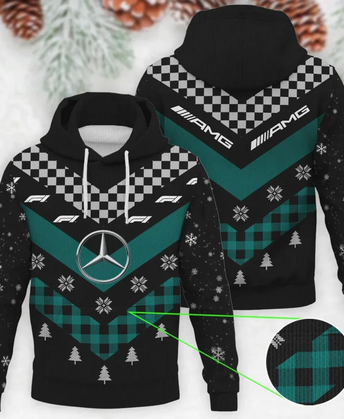 Winter Xmas Pattern Mercedes Formula 1 - Knitted Hoodie BLVAF12209250A32MER