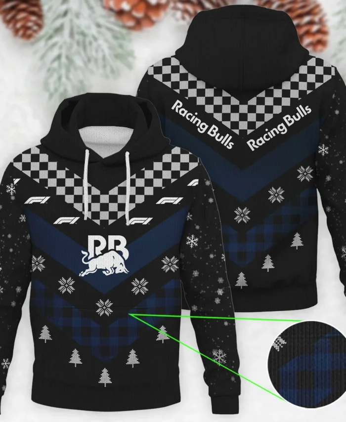 Winter Xmas Pattern Racing Bulls Formula 1 - Knitted Hoodie BLVAF12209250A32RAC