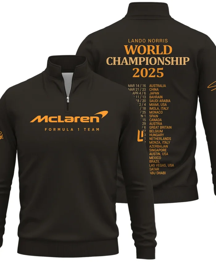 World Championship 2025 Lando Norris McLaren F1 Team Quarter-Zip Sweatshirt BLNRWDCA7QZS