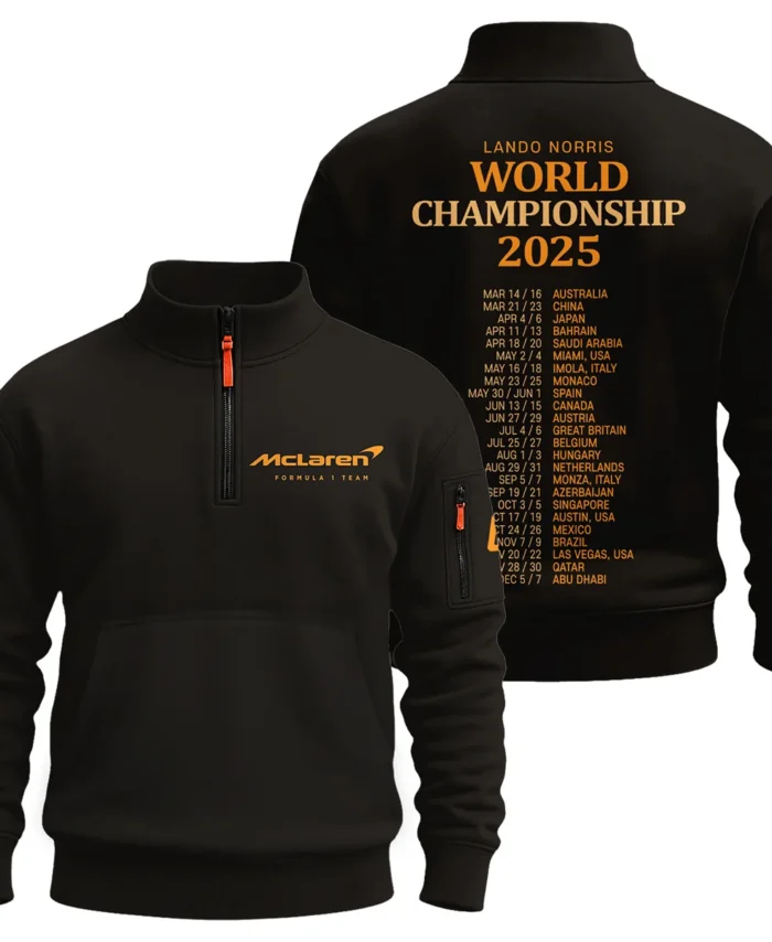 World Championship 2025 Lando Norris McLaren F1 Team Sweatshirt Zipper BLNRWDCA7SHZ