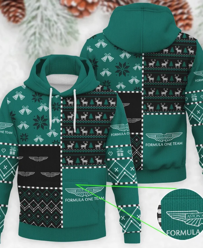 X-Mas Pattern Aston Martin Formula 1 - Knitted Hoodie BLVAF12209250A2AM