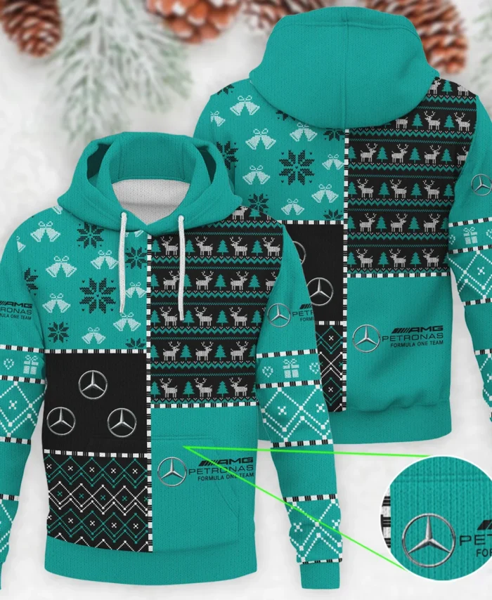 X-Mas Pattern Mercedes Formula 1 - Knitted Hoodie BLVAF12209250A2MER