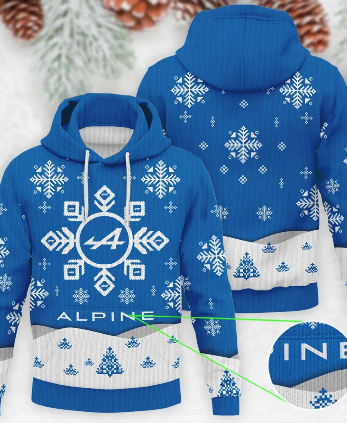 Xmas Pattern Alpine Formula 1 - Knitted Hoodie BLVAF12209250A26ALP