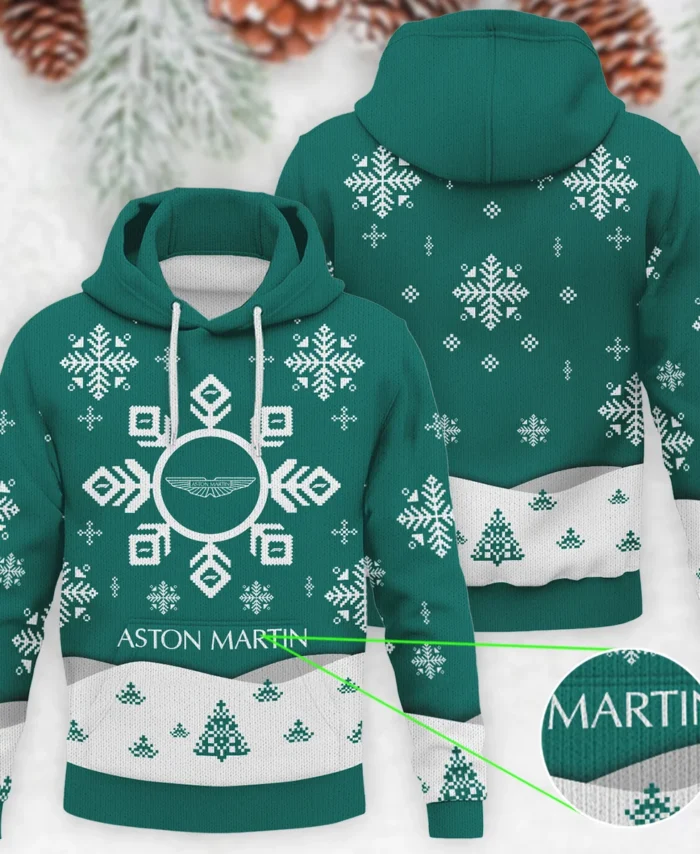 Xmas Pattern Aston Martin Formula 1 - Knitted Hoodie BLVAF12209250A26AM