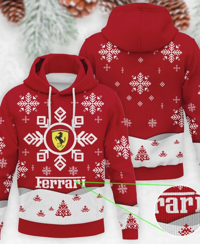 Xmas Pattern Ferrari Formula 1 - Knitted Hoodie BLVAF12209250A26FRR