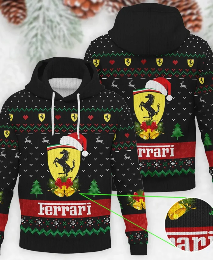 Xmas Pattern Ferrari Formula 1 - Knitted Hoodie BLVAF12209250A29FRR