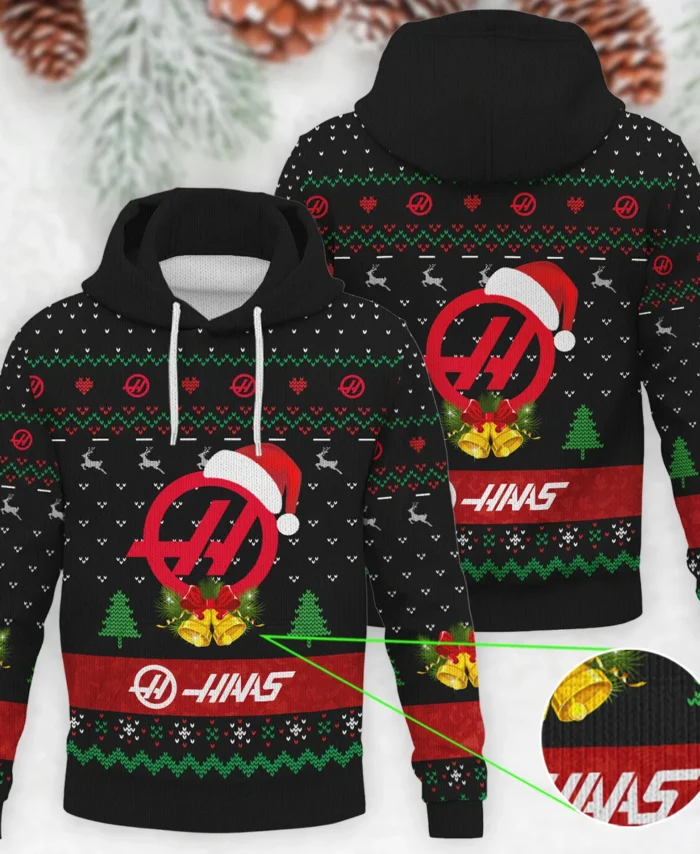 Xmas Pattern Haas Formula 1 - Knitted Hoodie BLVAF12209250A29HAAS